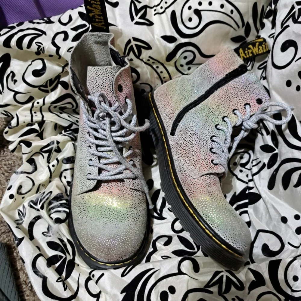 Dr. Martens Pink and Green Glitter Boots